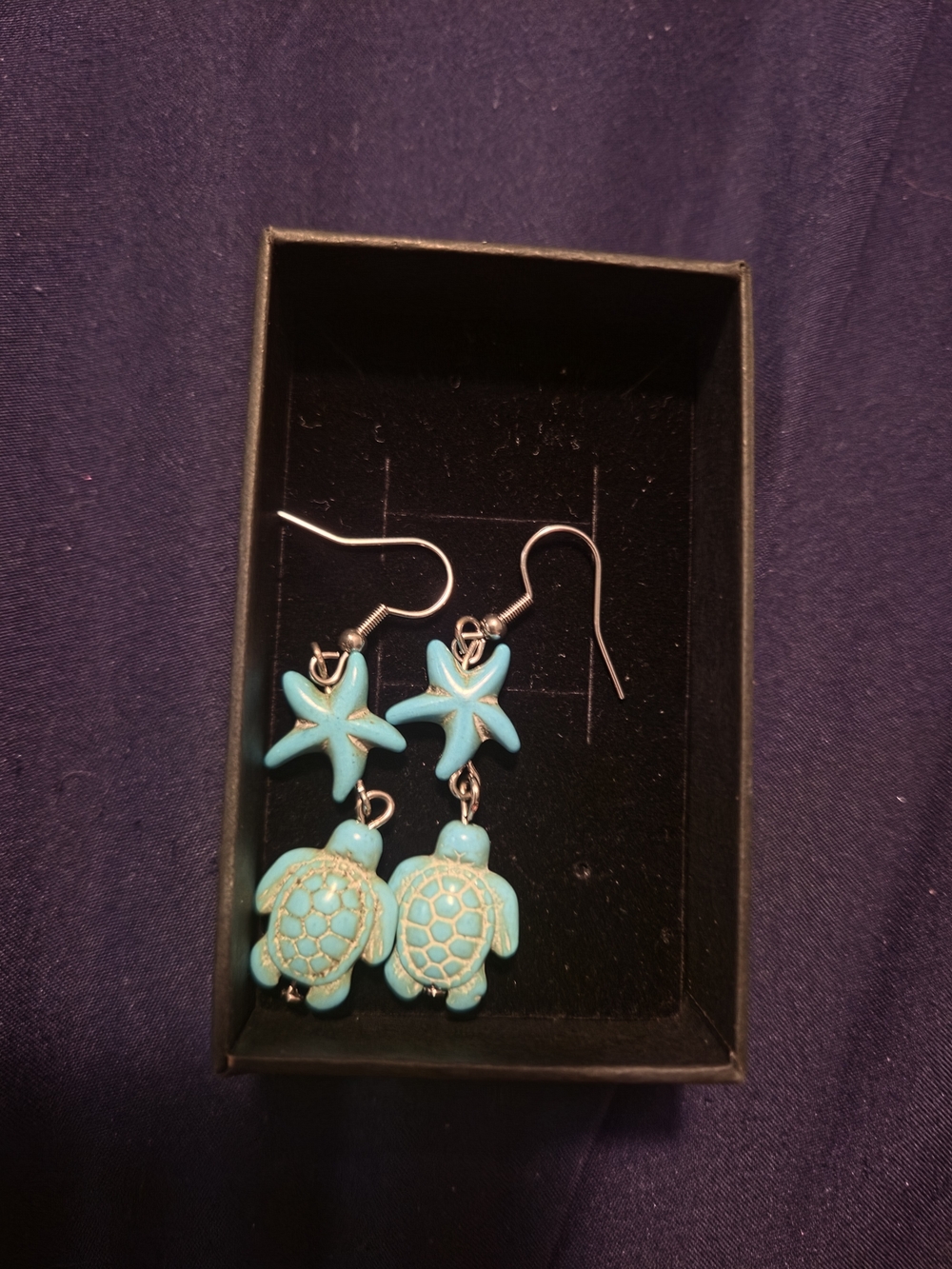 Turquoise Starfish and Turtle Dangle Earrings - Women Jewelry